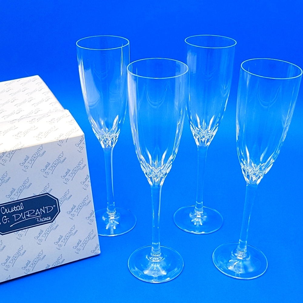 JG Durand Crystal Champagne Flutes Set